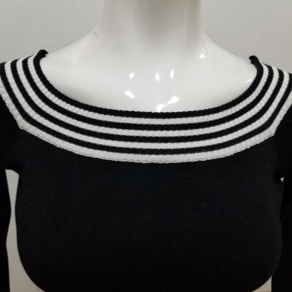 Rivars sweater Large bell sleeve boatneck bell sleeve stripes knit VINTAGE Y2K - Picture 6 of 12